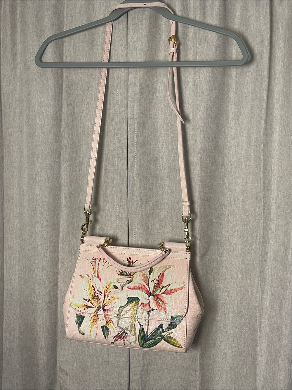 NWOT Tiffany & Fred Paris Pink Floral Lily Structured Top Handle Bag